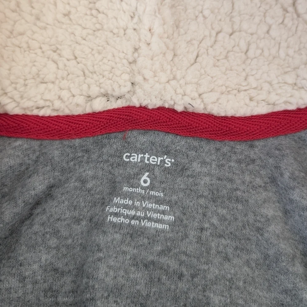 NWT Lot Of 2 Carter's Fleece One Piece FullZip Bodysuit Plaid Size 6 Months
